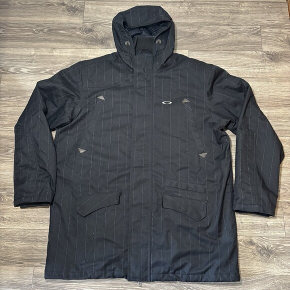 Oakley Hooded Parka Jacket Mens XL Black Snowboard Ski Skiing Utility Gorpcore - Picture 1 of 16